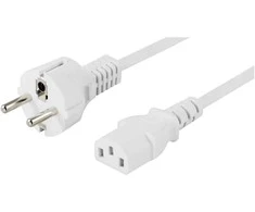 Deltaco Įžemintas prailginimo kabelis CEE 7/7 į IEC 60320 C13, 10 m, baltas
