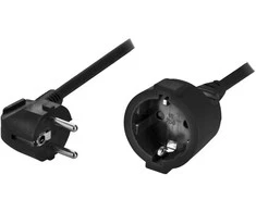 Kabelis DELTACO CEE 7/7 į CEE 7/4 (Schuko), 2.0m, juodas / DEL-112B