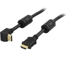 Kampinis HDMI kabelis DELTACO HDMI High Speed su eternetu, 4K, UltraHD @60Hz, 1m, paauksuotos jungtys, 19 kontaktų kištukas, juodas / HDMI-1010V