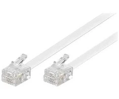 Deltaco Modulinis kabelis, 6P4C(RJ11) į 6P4C(RJ11), 2m, baltas