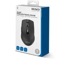 Tyli belaidė kelioninė pelė DELTACO, USB-C imtuvas, BT 5.1 dviguba jungtis / MS-813