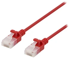 Deltaco – tinklo kabelis – RJ-45 (kištukas) į RJ-45 (kištuką) – 5 m – UTP – CAT 6a – be halogenų, presuotas, be kabliukų – raudonas