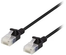 U/UTP Cat6a jungiamasis kabelis DELTACO, plonas, 3,5 mm skersmens, 0,3 m, juodas / UUTP-1007