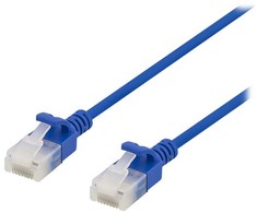 DELTACO U/UTP Cat6a jungiamasis kabelis, plonas, 3,5 mm skersmens, 1,5 m, mėlynas