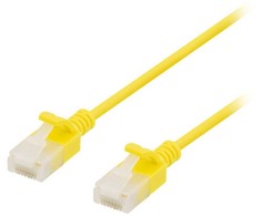 DELTACO U/UTP Cat6a tinklo kabelis, plonas, 3,5 mm skersmens, 0,5 m, geltonas