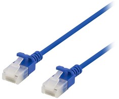 DELTACO U/UTP Cat6a jungiamasis kabelis, plonas, 3,5 mm skersmens, 1,5 m, mėlynas