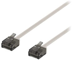 DELTACO U/UTP Cat6a jungiamasis kabelis, plokščias, 1,5 m, 1 mm storio, pilkas