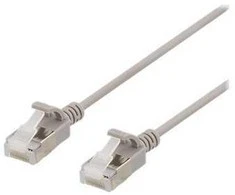 DELTACO U/FTP Cat6a jungiamasis kabelis, plonas, 3,5 mm skersmens, 0,3 m, pilkas