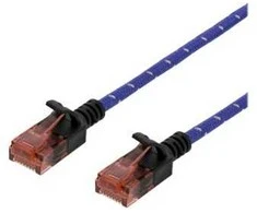 DELTACO Tough Slim CAT.6A U/UTP Komutacinis kabelis, 28AWG, 3.8mm, 0.5m, Mėlyna