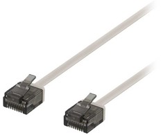 DELTACO U/UTP Cat6a jungiamasis kabelis, plokščias, 5 m, 1 mm storio, pilkas