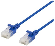DELTACO U/UTP Cat6a tinklo kabelis, plonas, 3,5 mm skersmens, 3 m, mėlynas