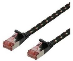 DELTACO Tough Flat CAT.6A U/FTP Komutacinis kabelis, 28AWG, 1m, juodas