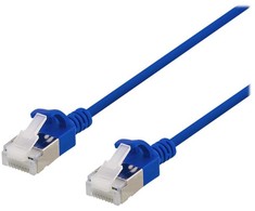 DELTACO U/FTP Cat6a tinklo kabelis, plonas, 3,8 mm skersmens, 0,5 m, mėlynas