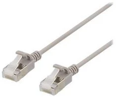 DELTACO U/FTP Cat6a jungiamasis kabelis, plonas, 3,8 mm skersmens, 1 m, pilkas