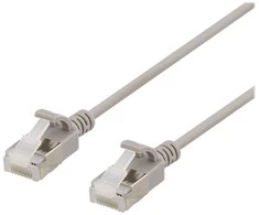 DELTACO U/FTP Cat6a jungiamasis kabelis, plonas, 3,8 mm skersmens, 1 m, pilkas