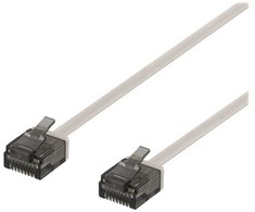DELTACO U/UTP Cat6a tinklo kabelis, plokščias, 2 m, 1 mm storio, pilkas