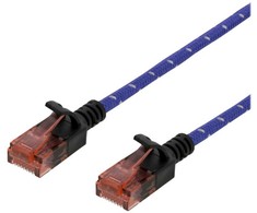DELTACO Tough Slim CAT.6A U/UTP Komutacinis kabelis, 28AWG, 3.8mm, 1m, Mėlyna