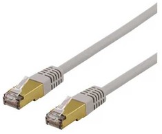 DELTACO S/FTP Cat6a tinklo kabelis, delta cert, LSZH, 0,5 m, pilkas
