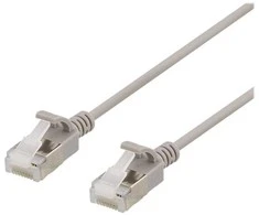 DELTACO U/FTP Cat6a jungiamasis kabelis, plonas, 3,5 mm skersmens, 0,3 m, pilkas