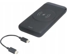 Deltaco PB-Q1003, 10000 mAh, ličio polimeras (LiPo), belaidis įkrovimas, 18 W, juodas