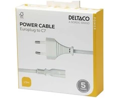 Maitinimo laidas DELTACO CEE 7/16 - C7, 1,5m, baltas / 1902293