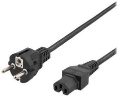 Deltaco Maitinimo laidas CEE 7/7 - IEC C15, 0,5 m, juodas