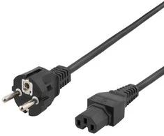 DELTACO maitinimo laidas CEE7/7 - IEC C15, 1 m, juodas