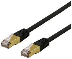 DELTACO S/FTP Cat6a jungiamasis kabelis, delta sertifikuotas, LSZH, 0,5 m, juodas