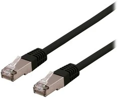DELTACO S/FTP Cat6a jungiamasis kabelis, delta sertifikuotas, LSZH, 1,5 m, juodas