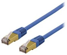 DELTACO S/FTP Cat6a tinklo kabelis, delta cert, LSZH, 0,5 m, mėlynas