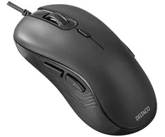 Tyli su laidu dvipusė DELTACO pelė, 6 mygtukai, 1000-6400 DPI, juoda / MS-810