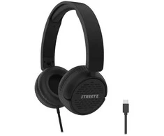 Deltaco HC110 ausinės STREETZ, sulankstomos, su garso reguliavimu, USB-C, juodos / HC110-BLK / 6612121