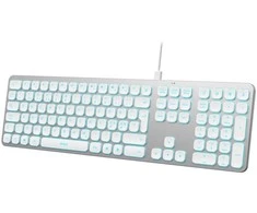 Klaviatūra Deltaco TB-904, viso dydžio (100 %), laidinis, USB, žirklinio mygtuko jungiklis, QWERTY, balta, sidabrinė