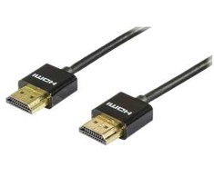 DELTACO plonas HDMI kabelis, HDMI didelės spartos su Ethernet, 2 m, juodas