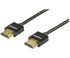 DELTACO plonas HDMI kabelis, HDMI didelės spartos su Ethernet, 0,5 m, juodas