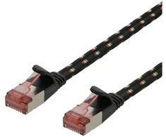 DELTACO Tough Flat CAT.6A U/FTP Komutacinis kabelis, 28AWG, 1m, juodas