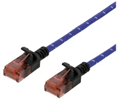 DELTACO Tough Slim CAT.6A U/UTP Komutacinis kabelis, 28AWG, 3.8mm, 1m, Mėlyna