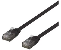 U/UTP Cat6 DELTACO kabelis, plokščias, 0,3 m, 250 MHz, juodas / TP-603S-FL