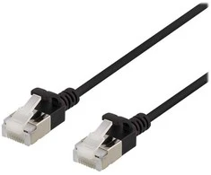 DELTACO U/FTP Cat6a jungiamasis kabelis, plonas, 3,8 mm skersmens, 5 m, juodas