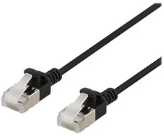 DELTACO U/FTP Cat6a jungiamasis kabelis, plonas, 3,8 mm skersmens, 1 m, juodas