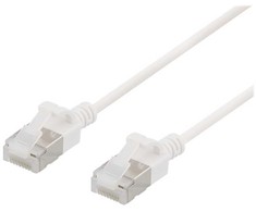 DELTACO U/FTP Cat6a jungiamasis kabelis, plonas, 3,8 mm skersmens, 0,3 m, baltas