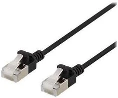 DELTACO U/FTP Cat6a jungiamasis kabelis, plonas, 3,8 mm skersmens, 1 m, juodas