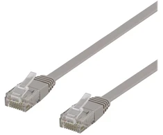 Deltaco U/UTP Cat6 jungiamasis kabelis, plokščias, 0,3 m, 250 MHz, pilkas
