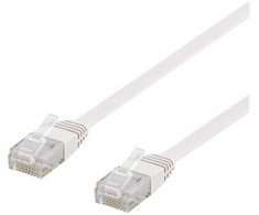 Deltaco U/UTP Cat6 jungiamasis kabelis, plokščias, 0,3 m, 250 MHz, baltas