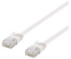 Deltaco U/UTP Cat6 jungiamasis kabelis, plokščias, 0,3 m, 250 MHz, baltas