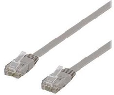 Deltaco U/UTP Cat6 jungiamasis kabelis, plokščias, 0,3 m, 250 MHz, pilkas