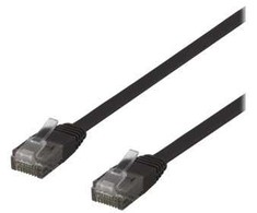U/UTP Cat6 DELTACO kabelis, plokščias, 0,3 m, 250 MHz, juodas / TP-603S-FL