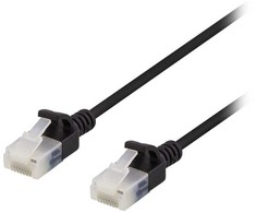 DELTACO U/UTP Cat6a jungiamasis kabelis, plonas, 3,5 mm skersmens, 2 m, juodas