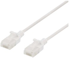 DELTACO U/UTP Cat6a jungiamasis kabelis, plonas, 3,5 mm skersmens, 1 m, baltas