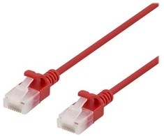 DELTACO U/UTP Cat6a jungiamasis kabelis, plonas, 3,5 mm skersmens, 1 m, raudonas